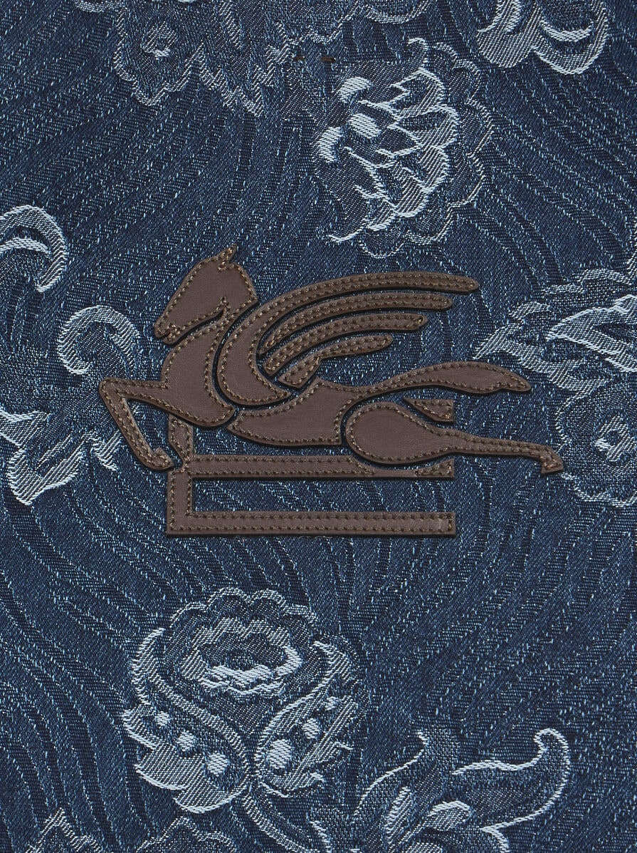 MEDIUM LIBRA TOTE BAG IN JACQUARD DENIM - 7