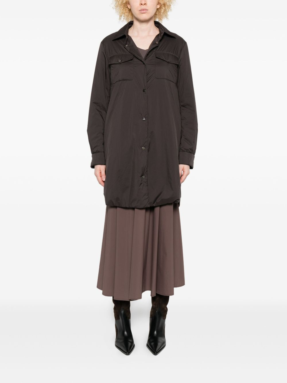 button-down flap-pocket shirt coat - 2