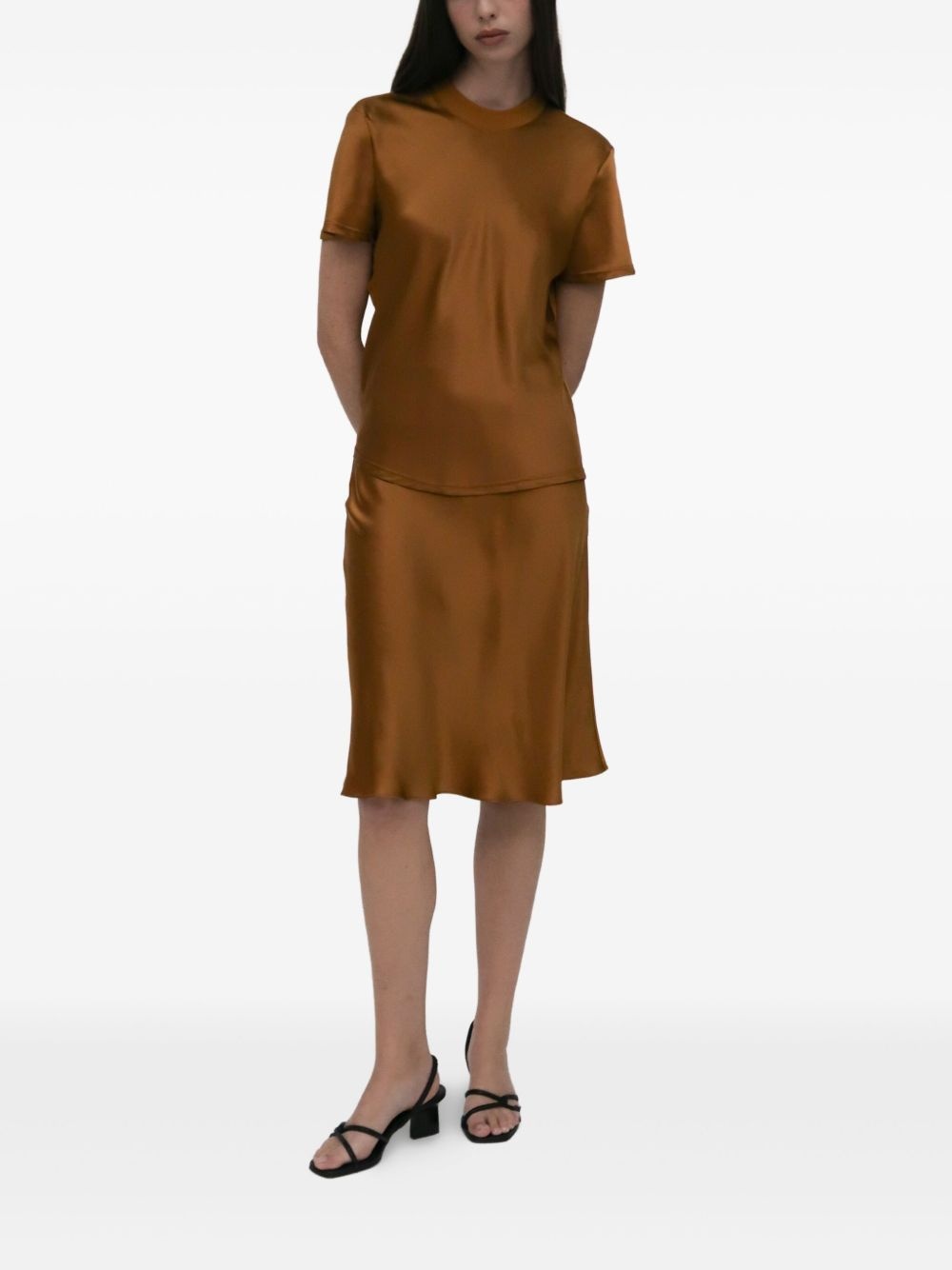 satin-effect short-sleeve top - 2