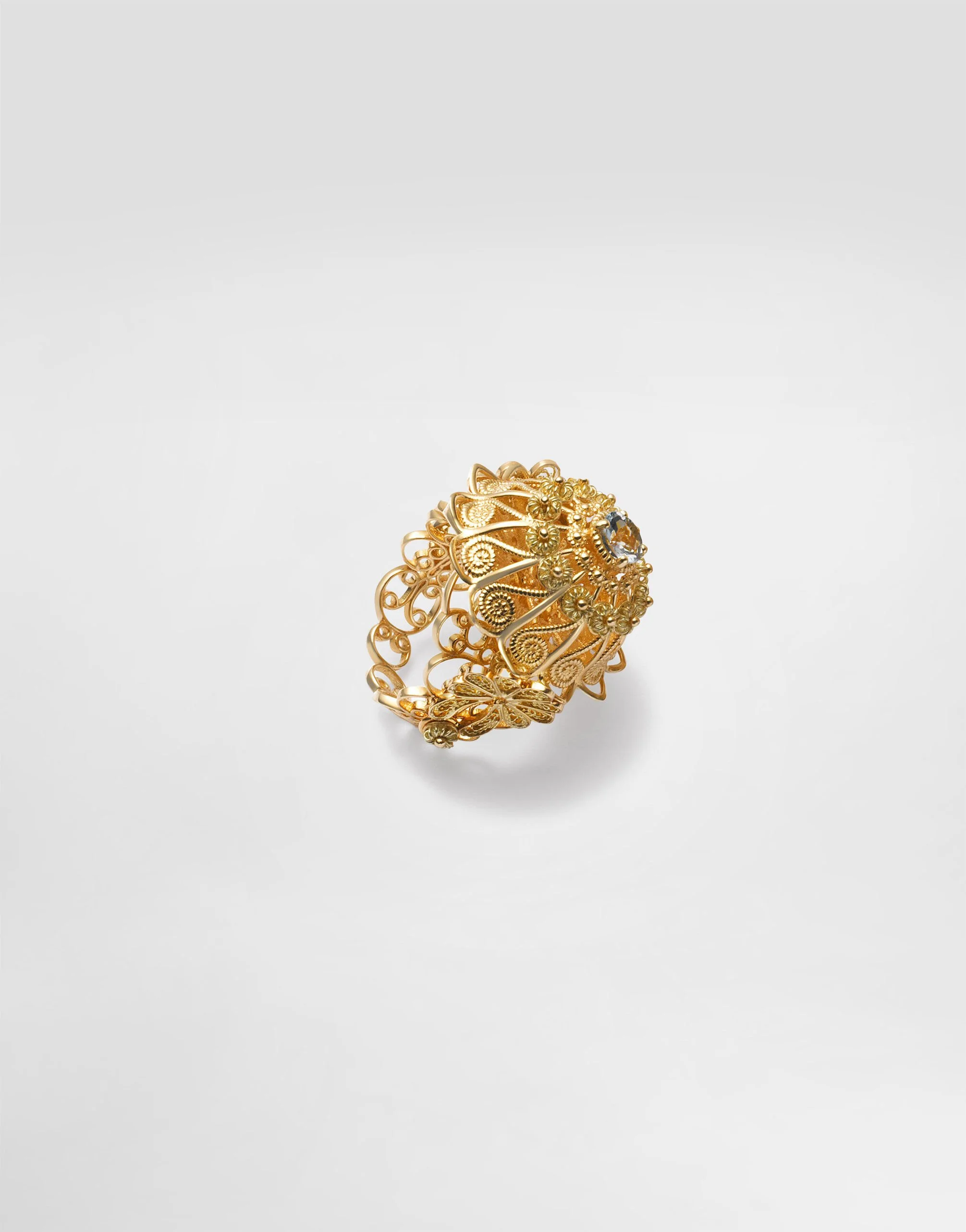 Filigree Ring 18-carat yellow gold and aquamarine - 1