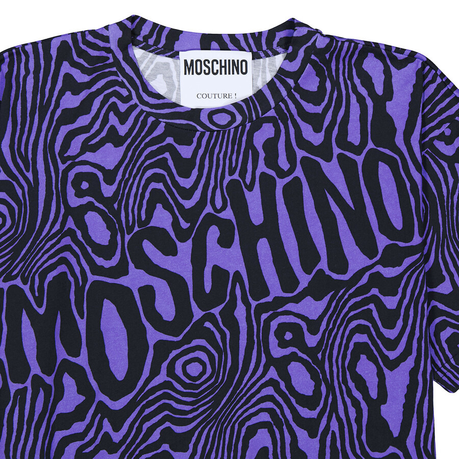 Moschino Purple Oversized Moire Effect Zebra-Print Cotton T-Shirt - 7