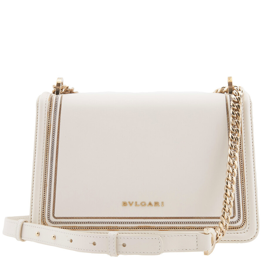 Bvlgari Serpenti Leather Crossbody Bag In White - 5