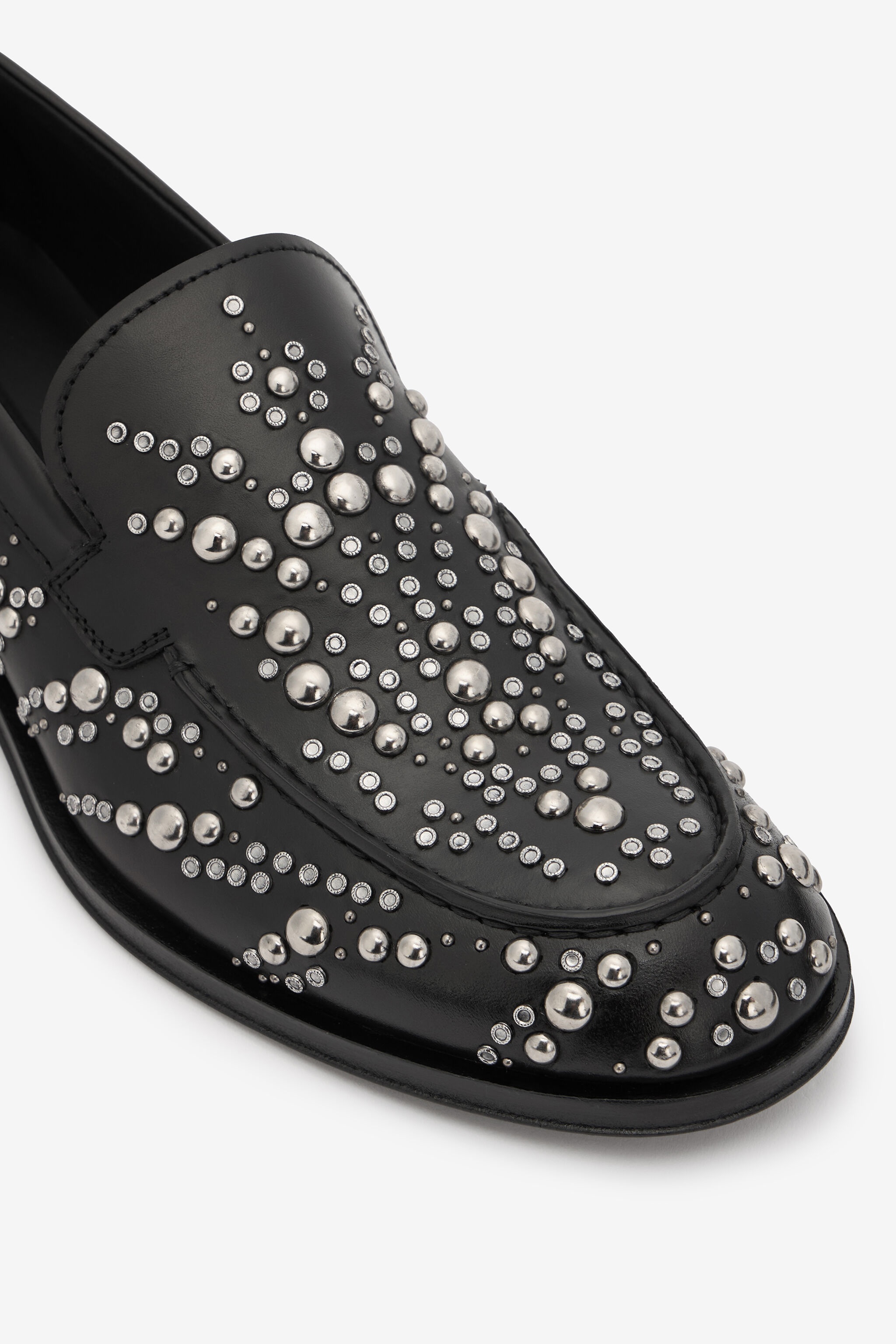 Leather Loafers With Studs And Rhinestones - 5