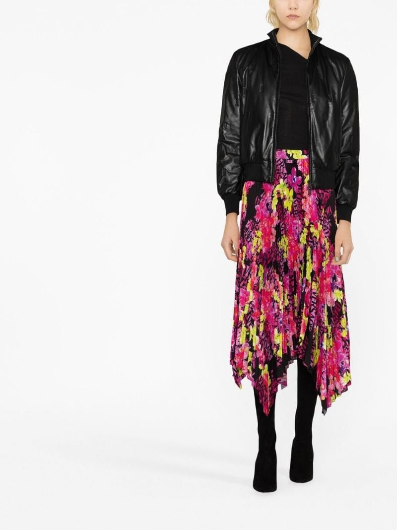 スカート VERSACE SS23 'Orchid Versace' skirt (10087431A06392 5B100) Versace Orchid Print Pleated Crepe De Chine Midi Skirt