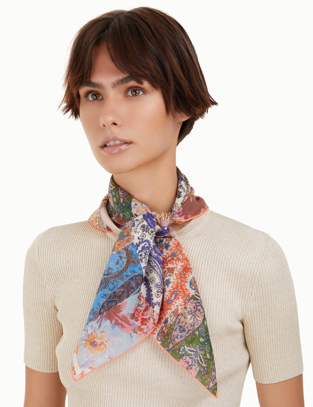 SILK COTTON SQUARE SCARF - 2