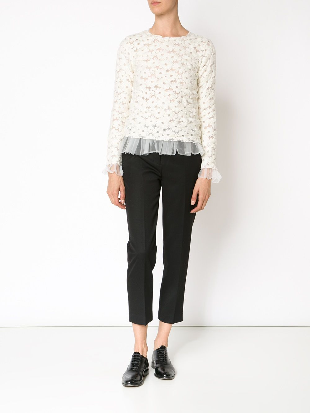 lace ruffled hem blouse - 2