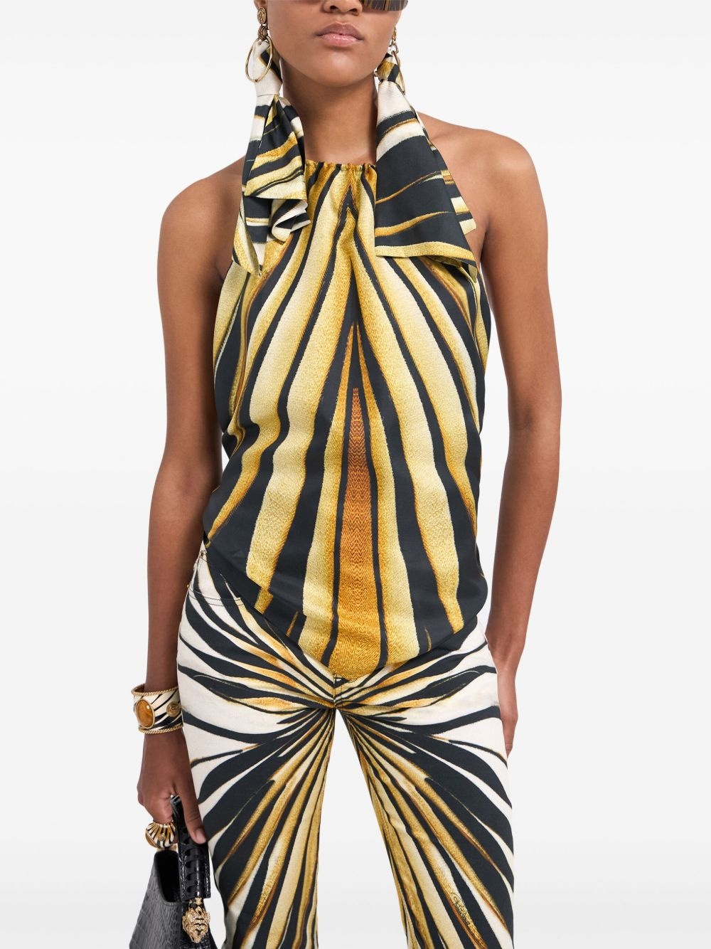 Ray of Gold print halterneck silk top - 5
