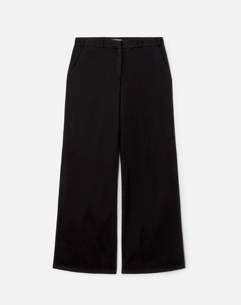 Mid Rise Wide Leg Trouser - Washed Black 1
