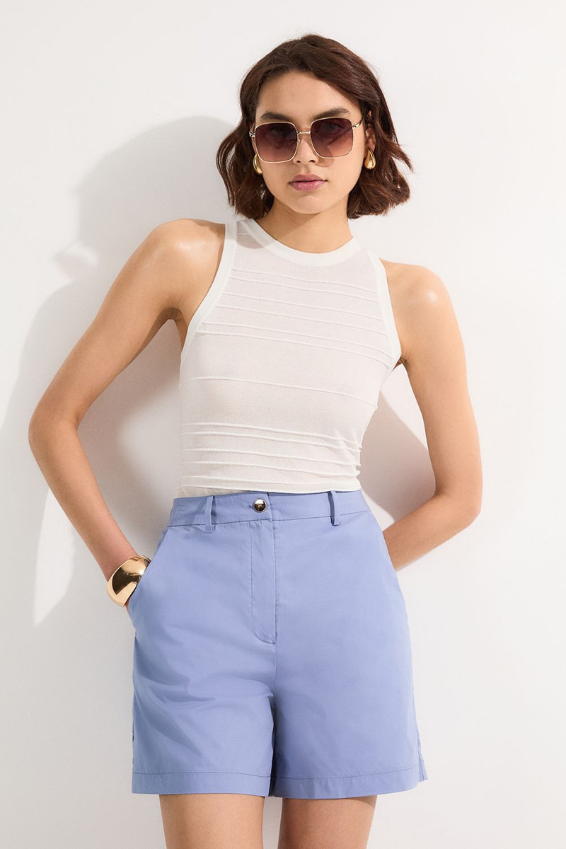 Cotton High Waisted Woven City Short 1