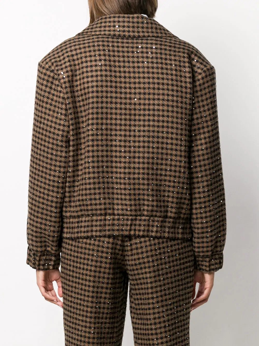 sequin houndstooth bomber jacket - 4