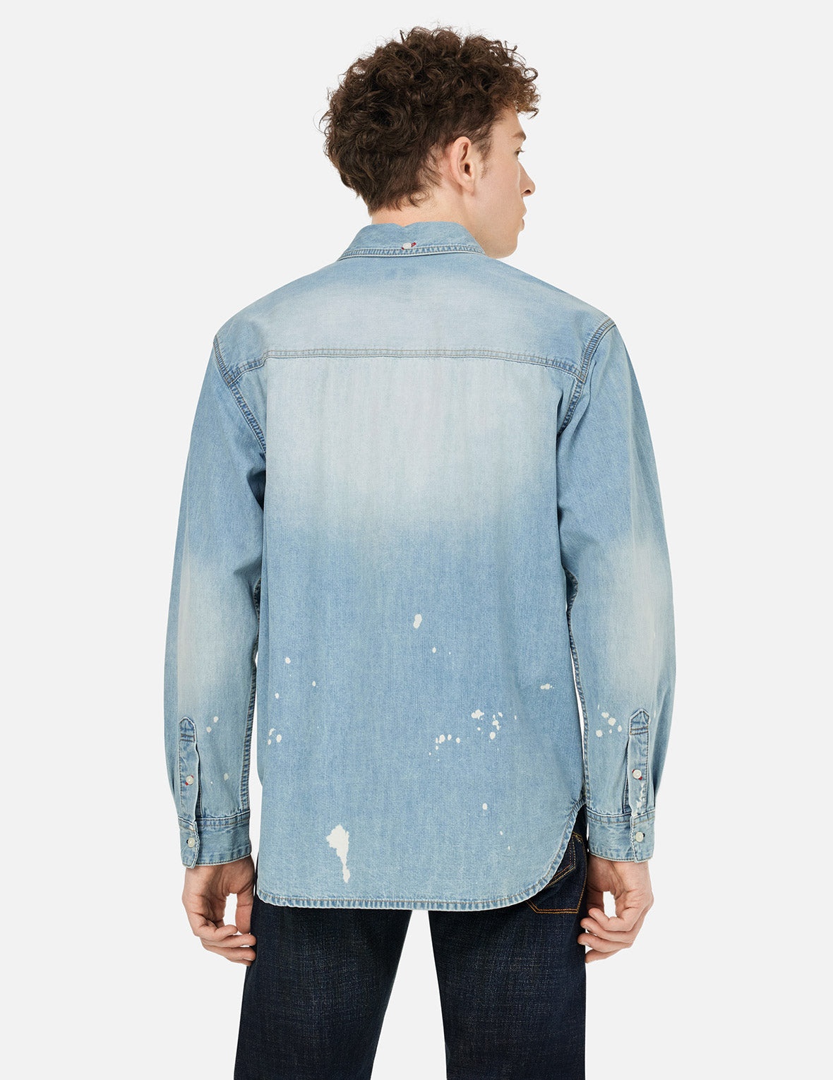 Inserted Seagull Embroidery Relax Fit Denim Shirt - 12