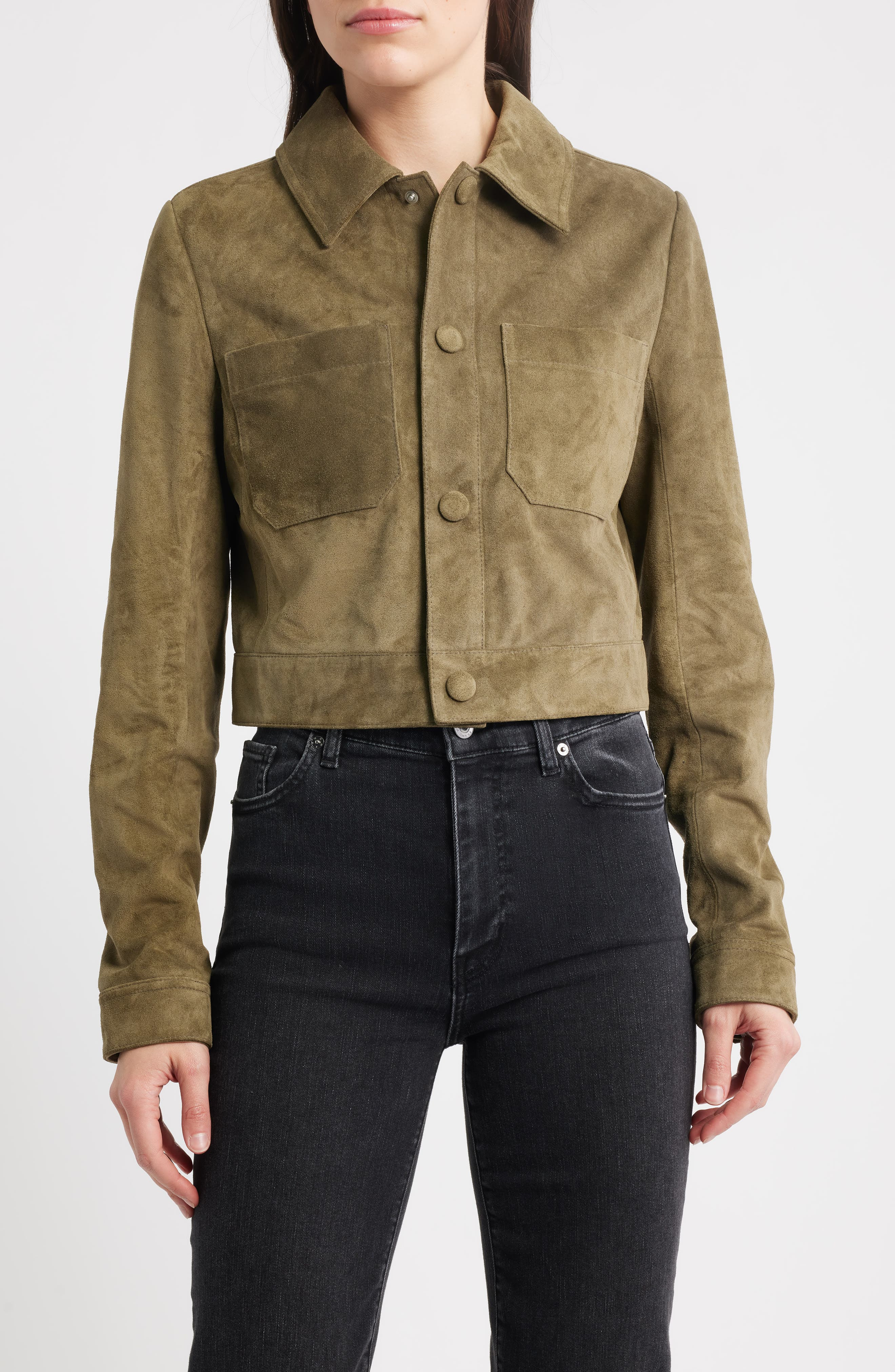 FRAME The Small Suede Jacket in Cypress at Nordstrom - 4