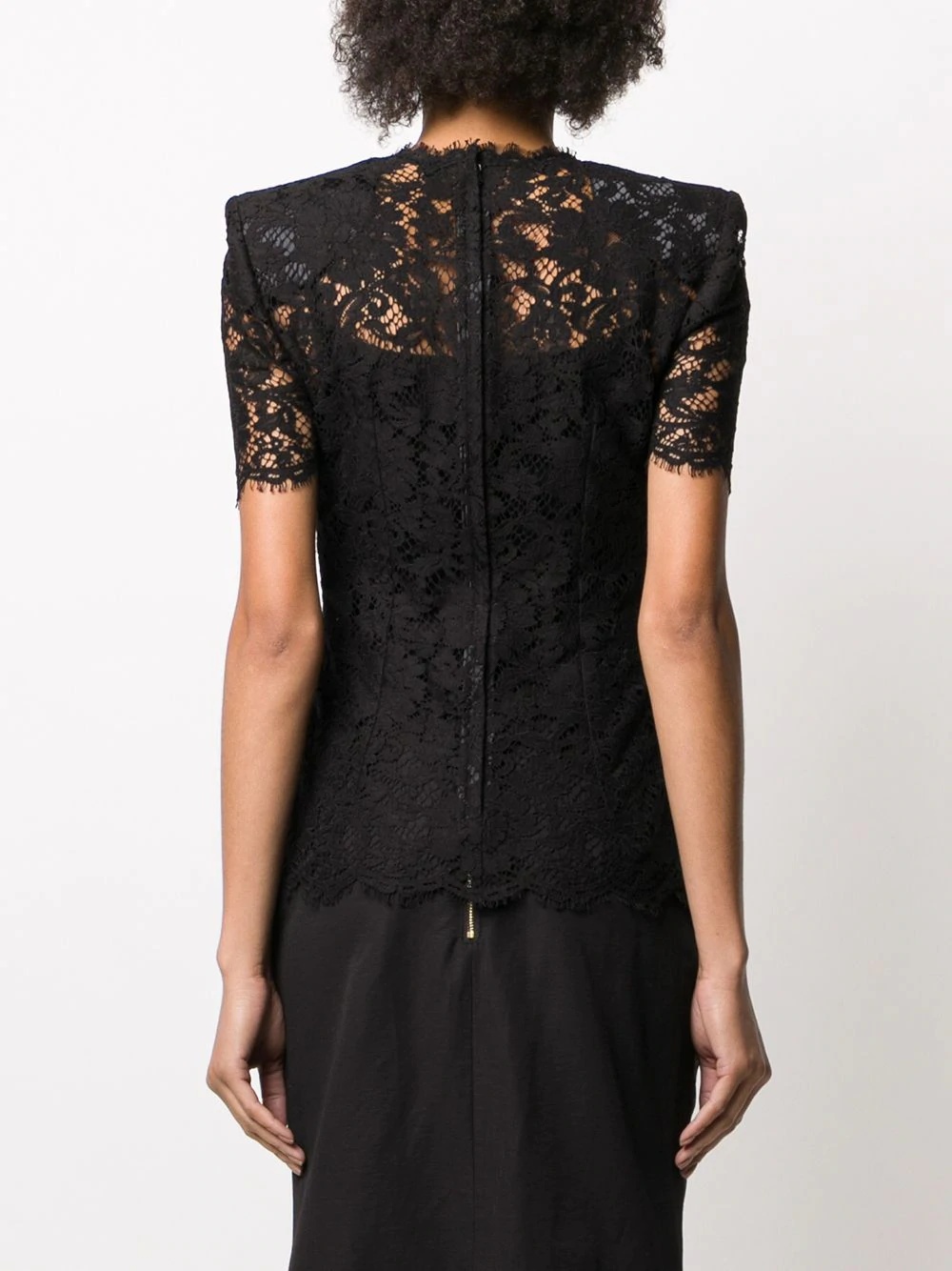 structured-shoulder lace blouse - 4