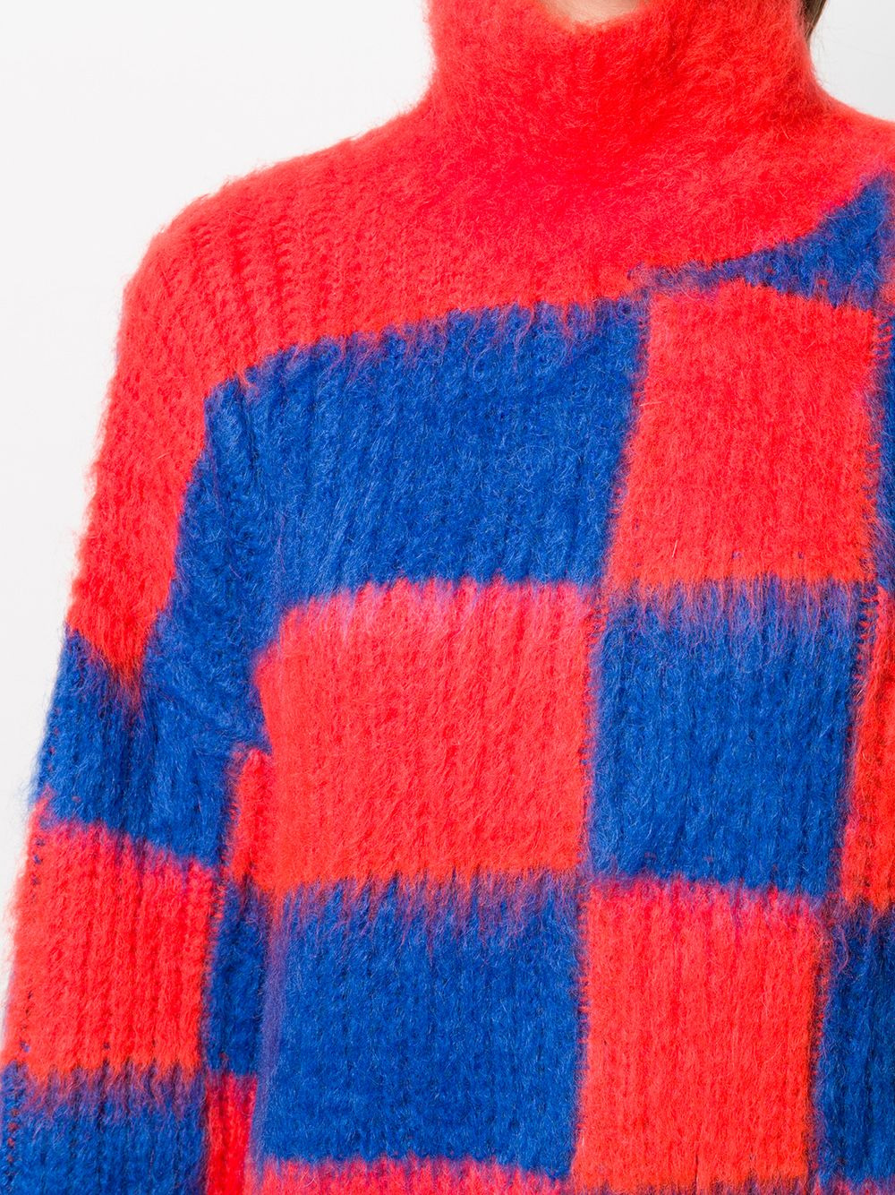 oversized roll-neck checkered jumper - 5
