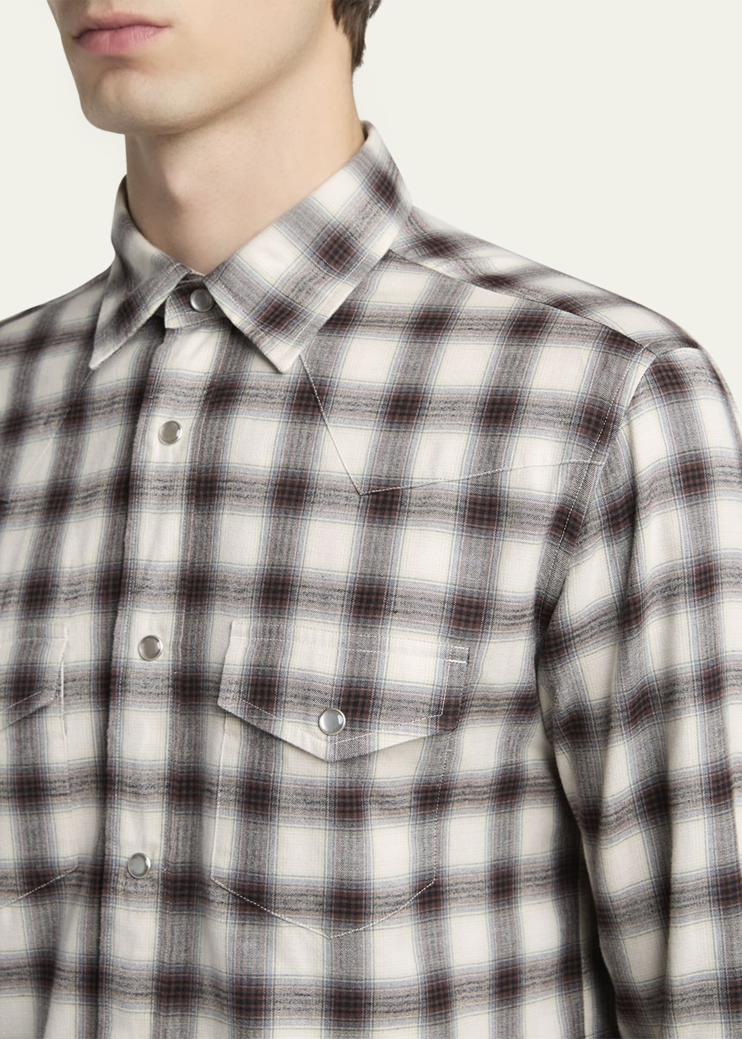 Men's Small Buffalo Plaid Slim Fit Western Shirt - 5