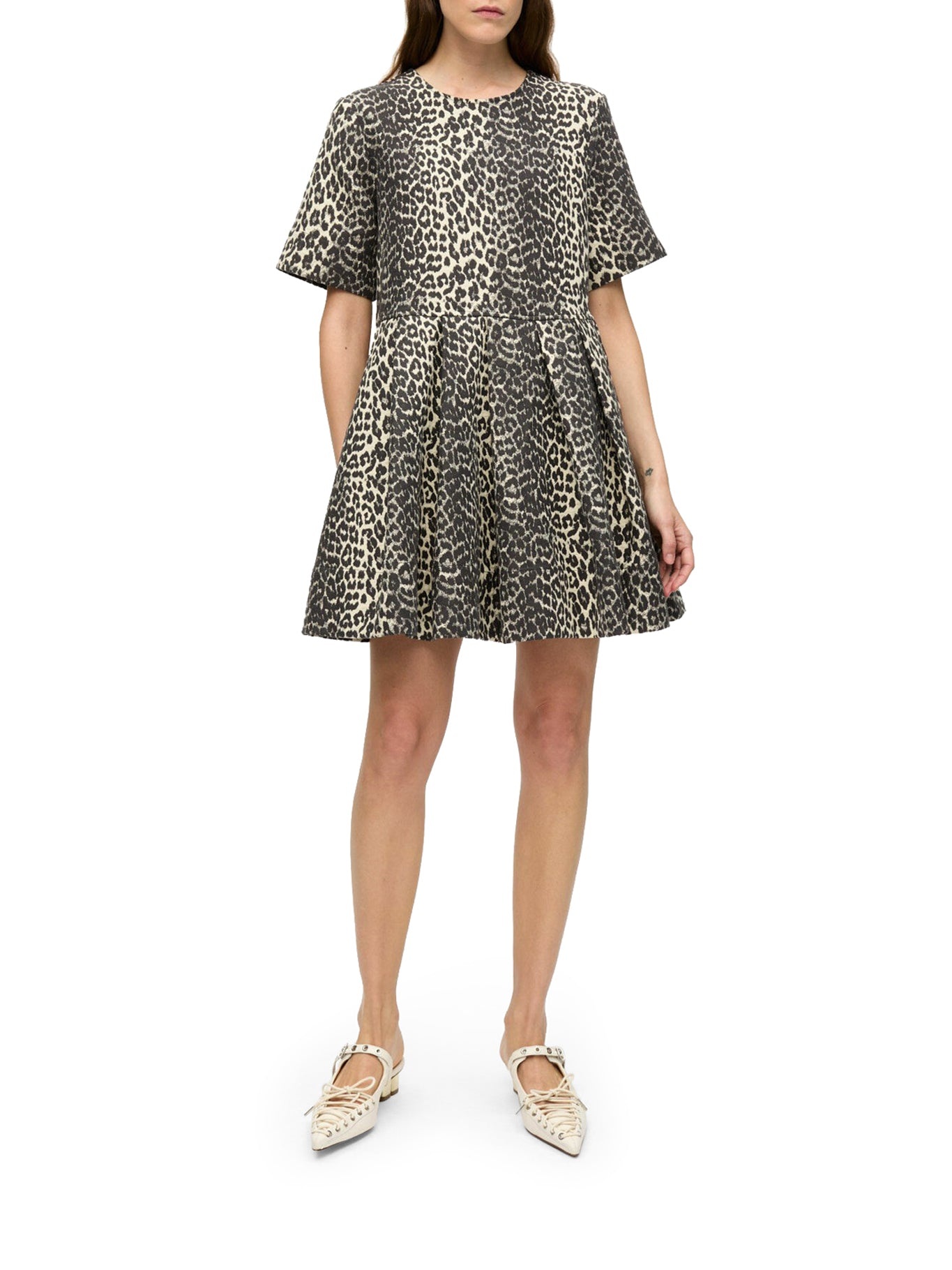 LEOPARD COTTON TWEED MINI DRESS - 2