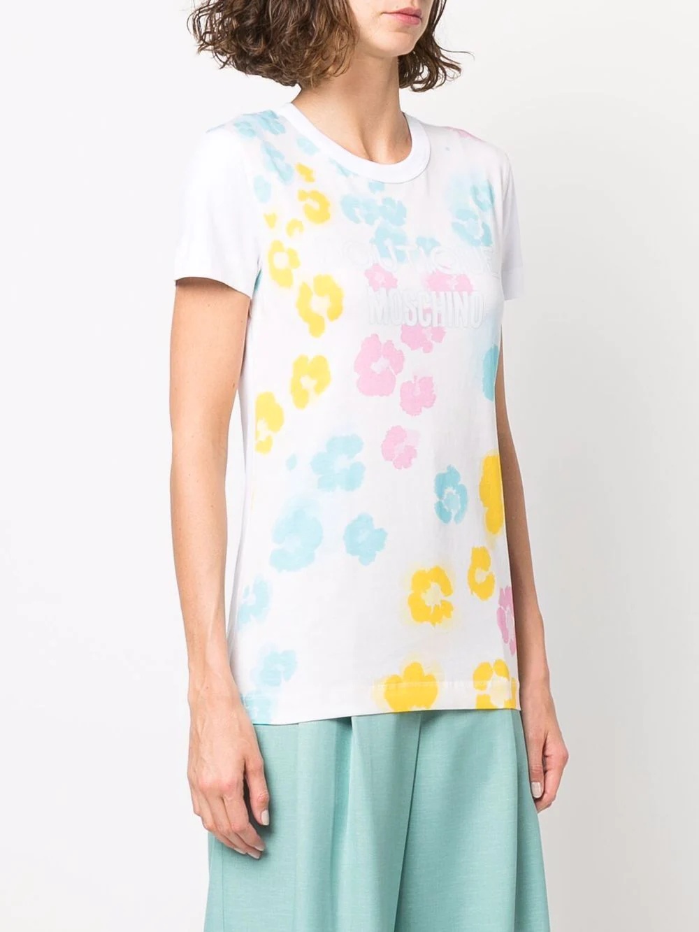 abstract-print logo-print T-shirt - 3