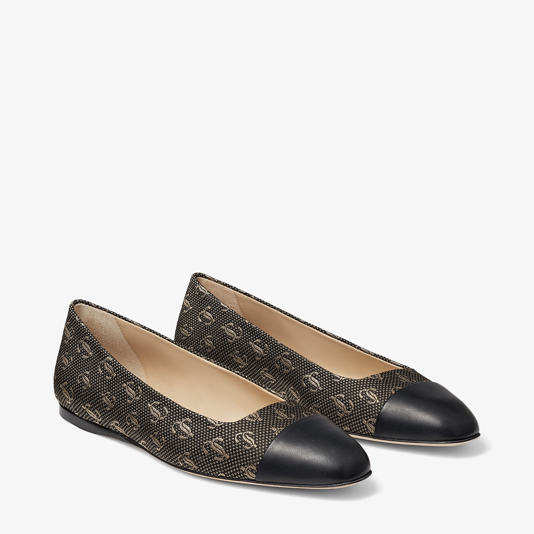 Watson Flat
Black and Gold Jacquard Lurex and Nappa Leather Flats - 2