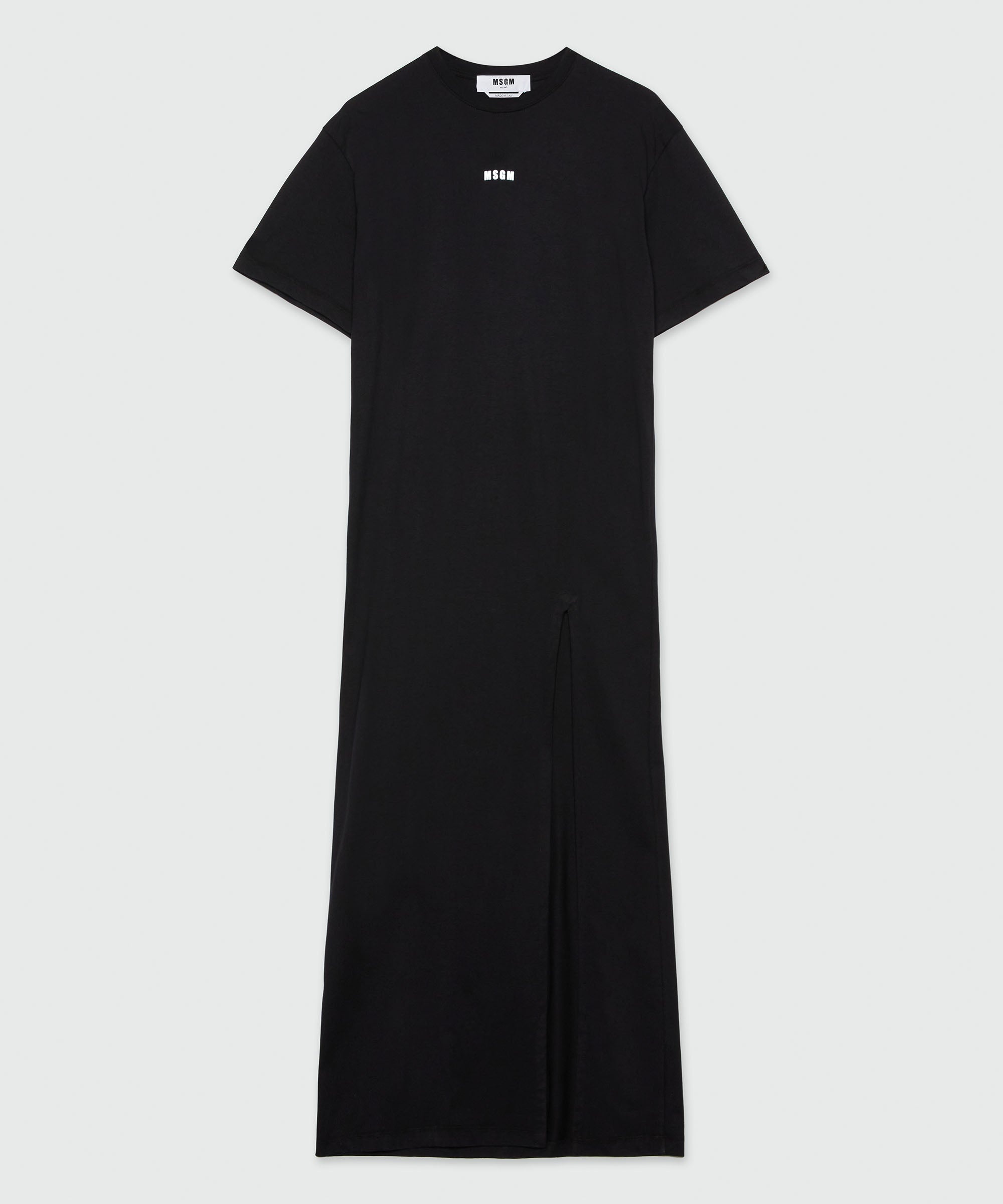 Long jersey T-shirt dress with micro logo - 1