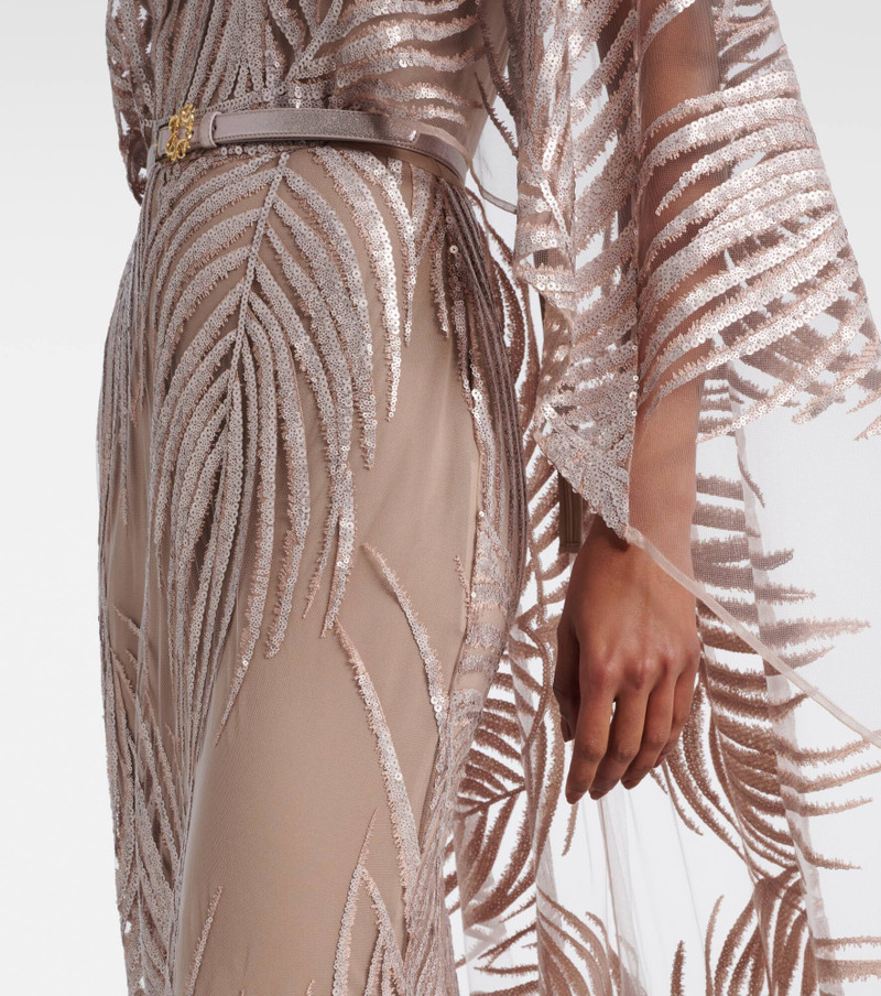 Embroidered sheer tulle gown 5