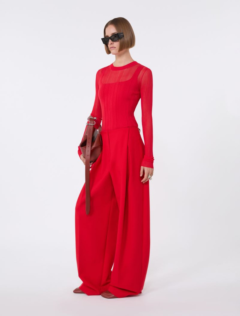 Sportmax Trompe l'oeil viscose jumper - red outlook