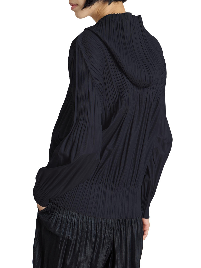 Women's Fluffy Basics Plissé Zip Hoodie - Black 6