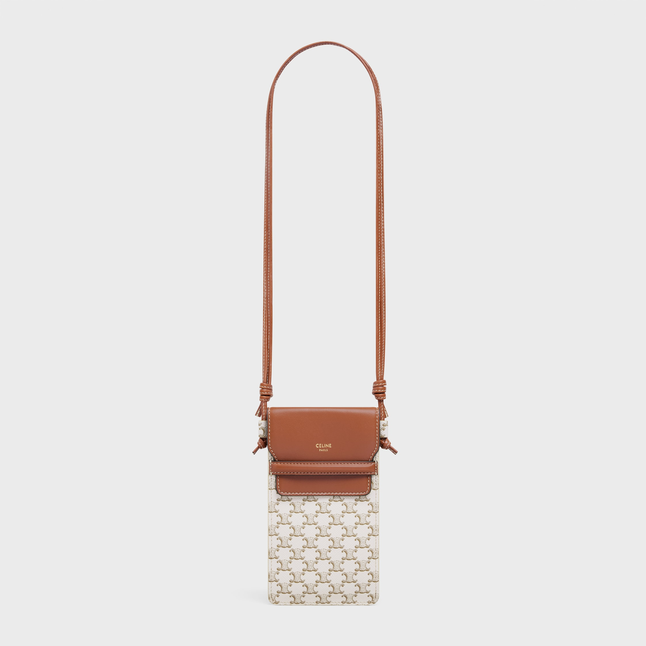 PHONE POUCH WITH FLAP in Triomphe Canvas and Lambskin - 4