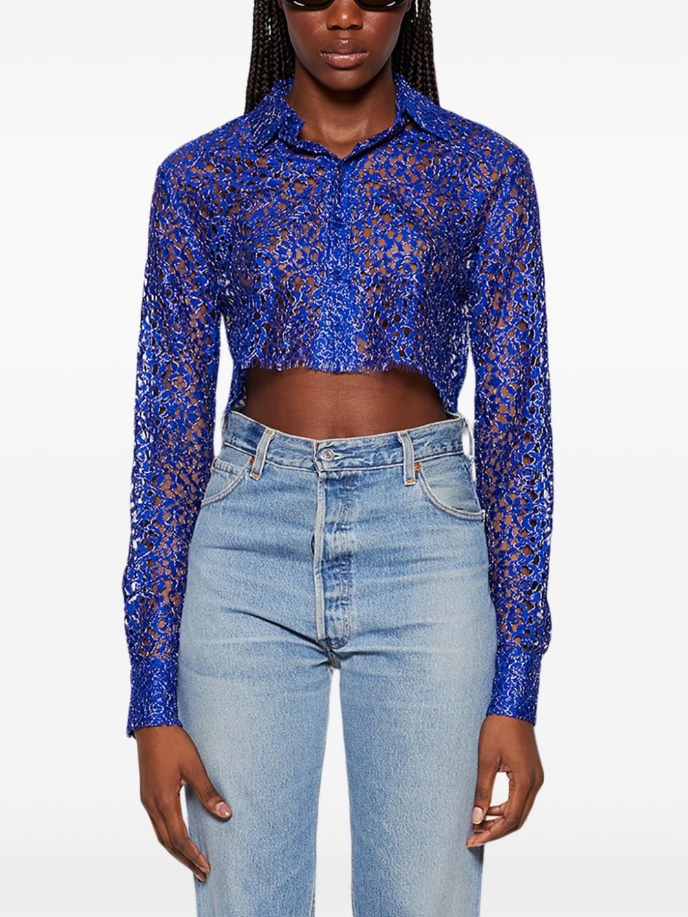 perforated cropped shirt - 2