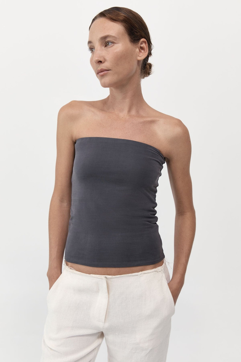 Strapless Jersey Top - Graphite 1