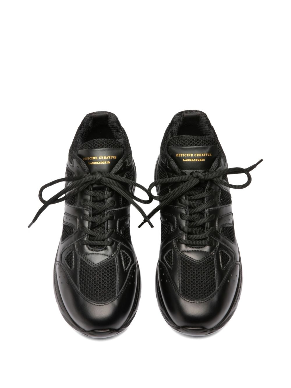 mesh leather trainers - 3