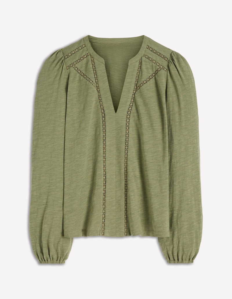 Poppy Long Sleeve Top-Larch Green 1