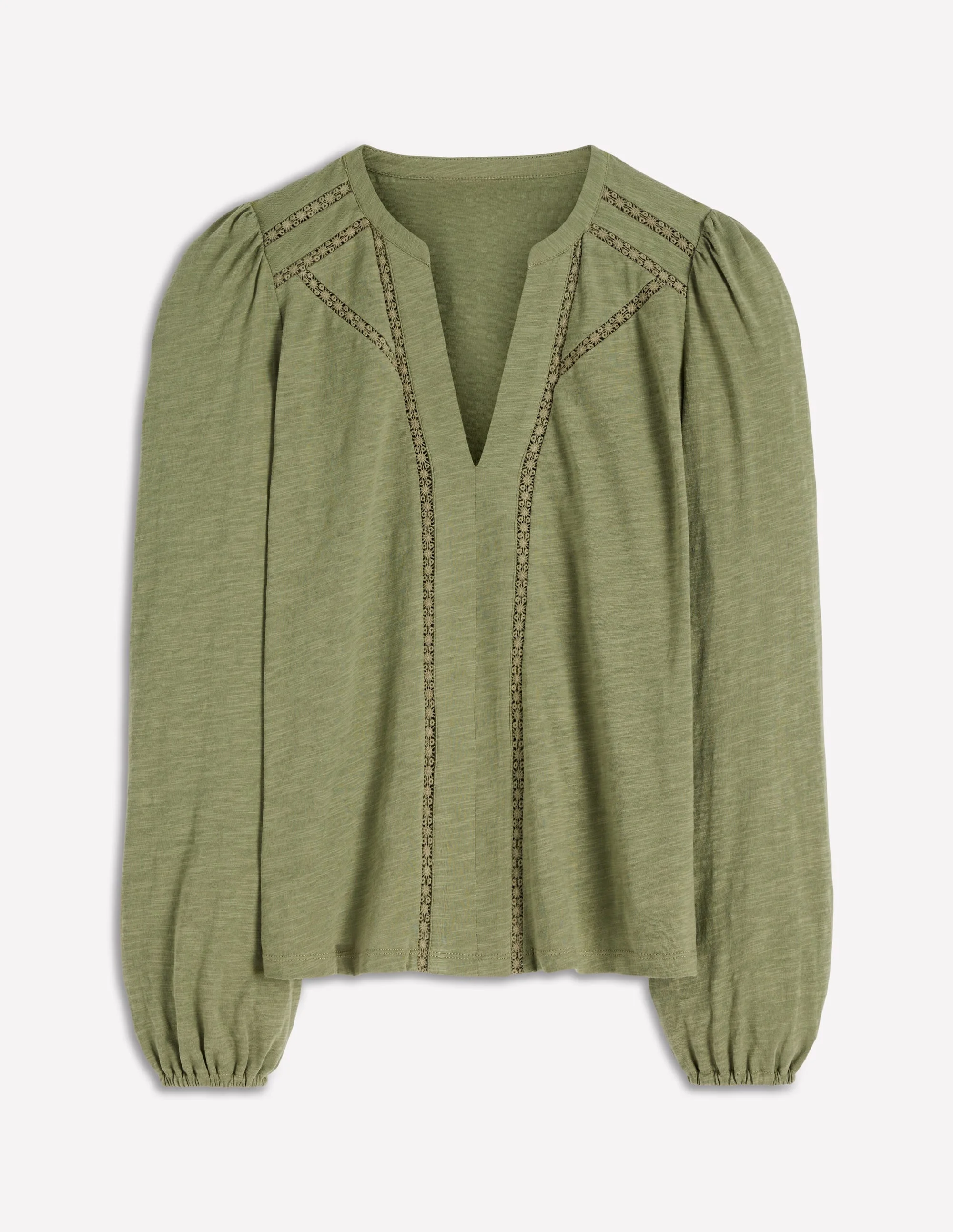 Poppy Long Sleeve Top-Larch Green - 1