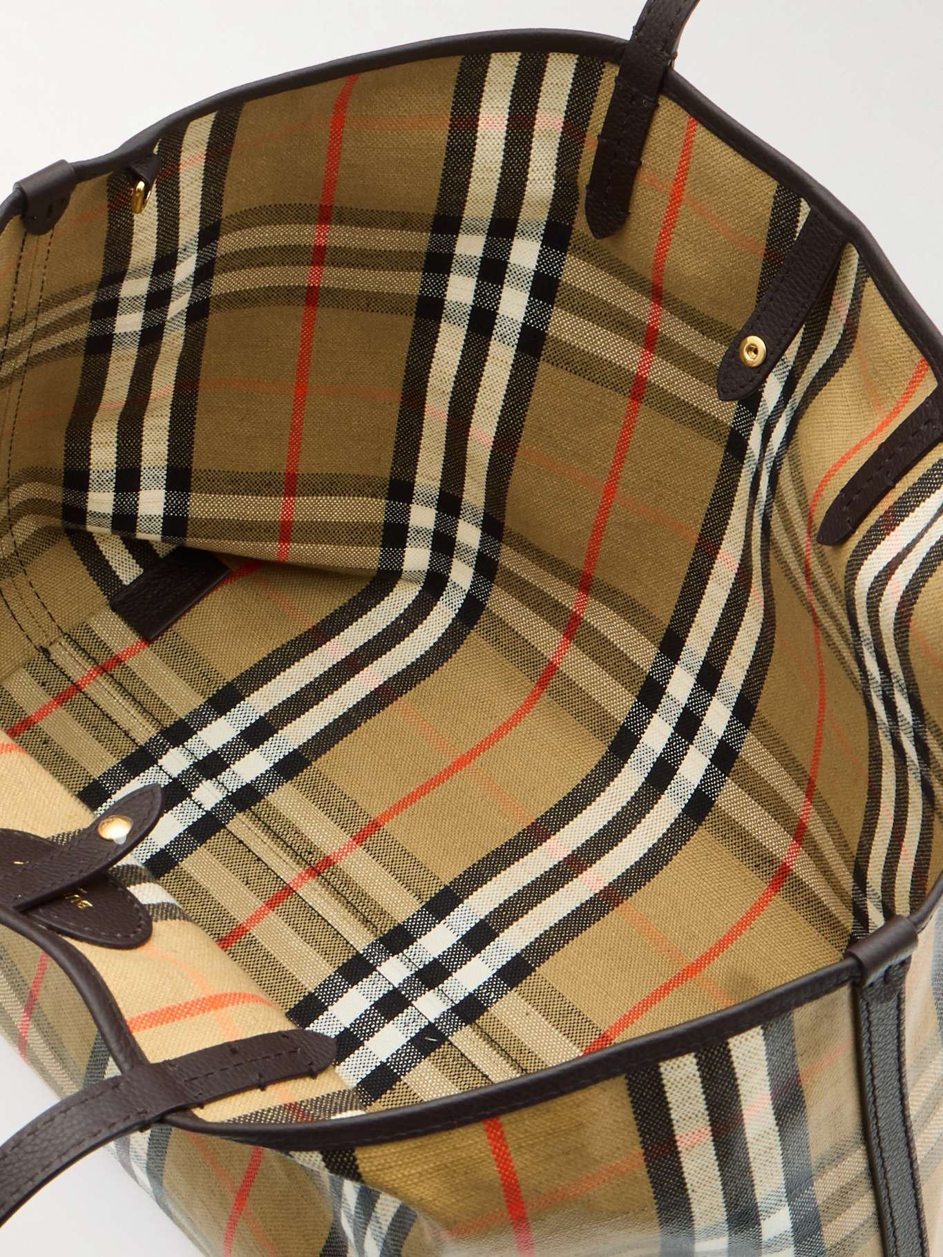 Highlands checked coated-canvas tote Sand - 5