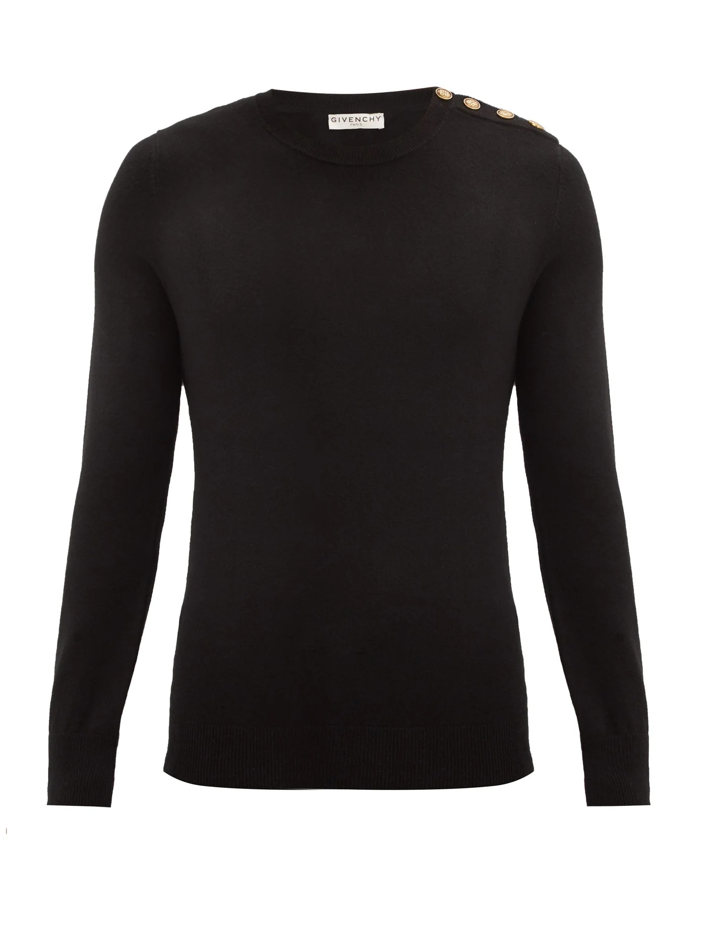 Buttoned-shoulder cashmere sweater - 1