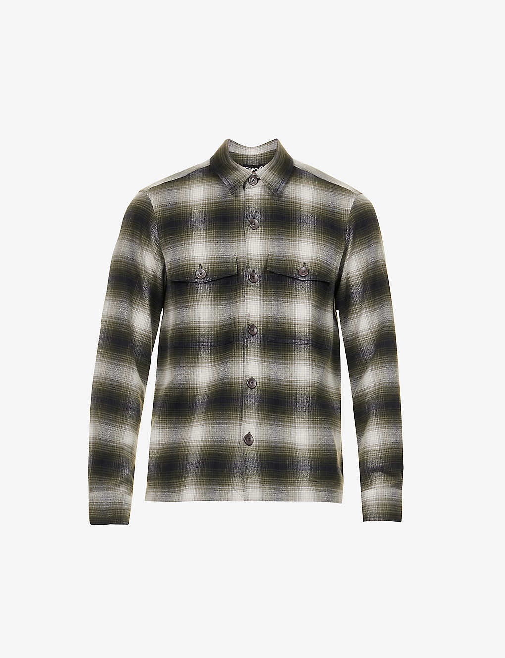 Plaid-patterned long-sleeved regular-fit cotton shirt - 1