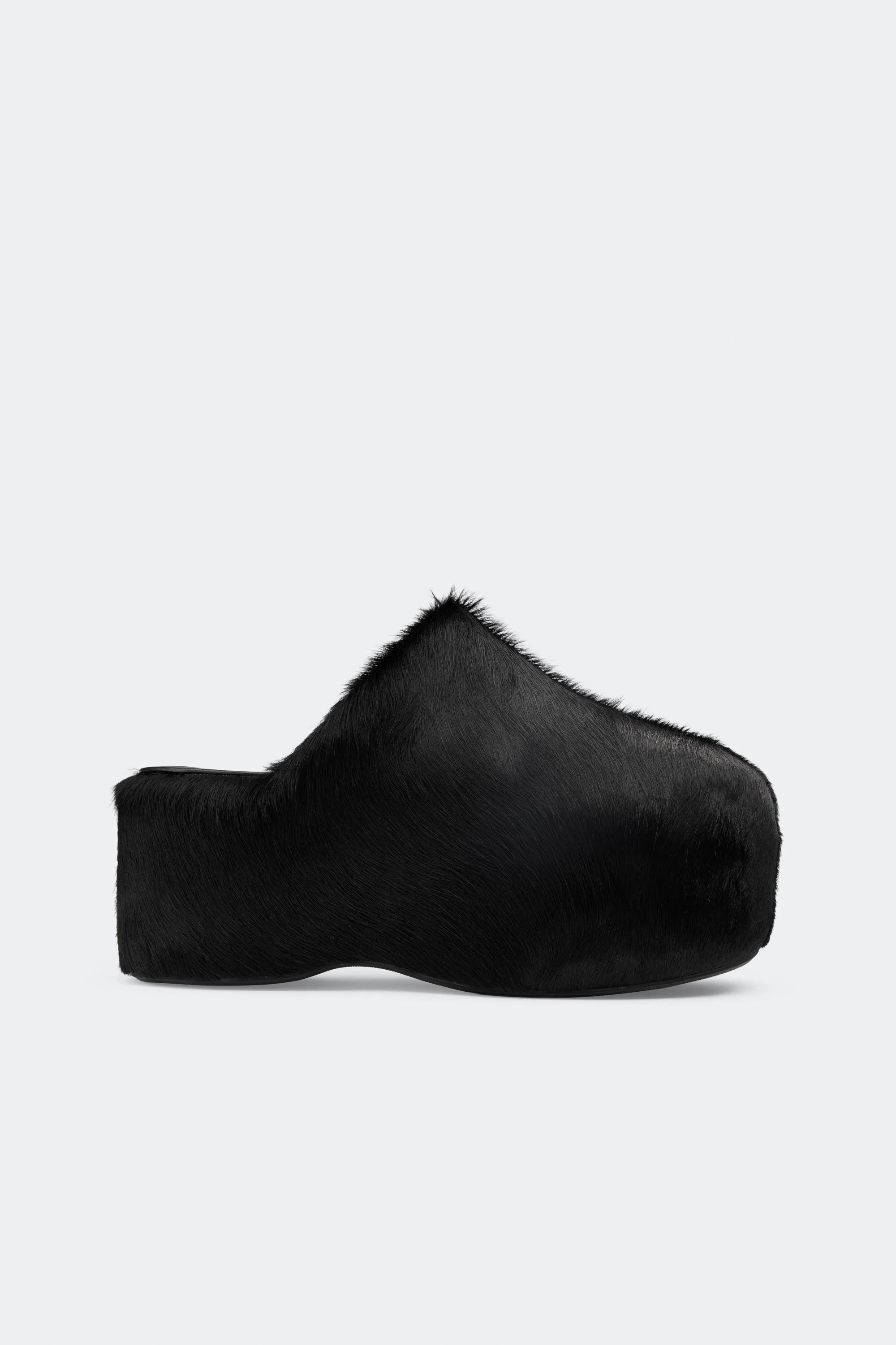Platform Bubble Clog In Black Pony Hair - 1