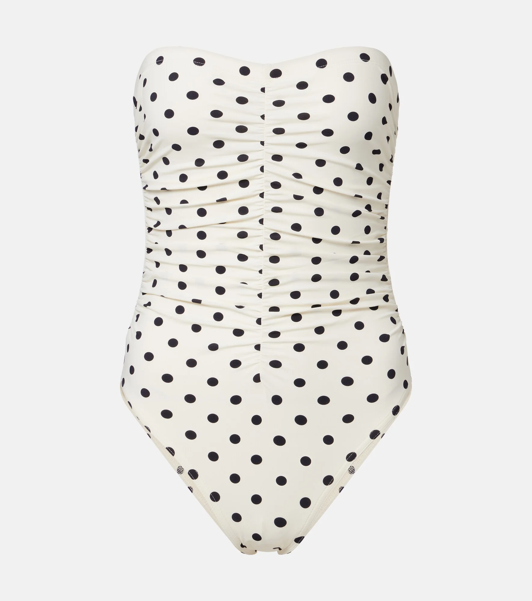 Gathered polka-dot bandeau swimsuit - 1