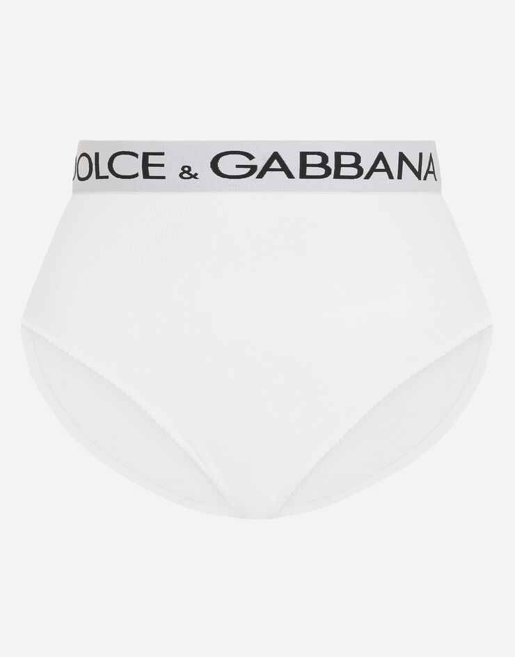 High-waisted jersey briefs with branded elastic - 1