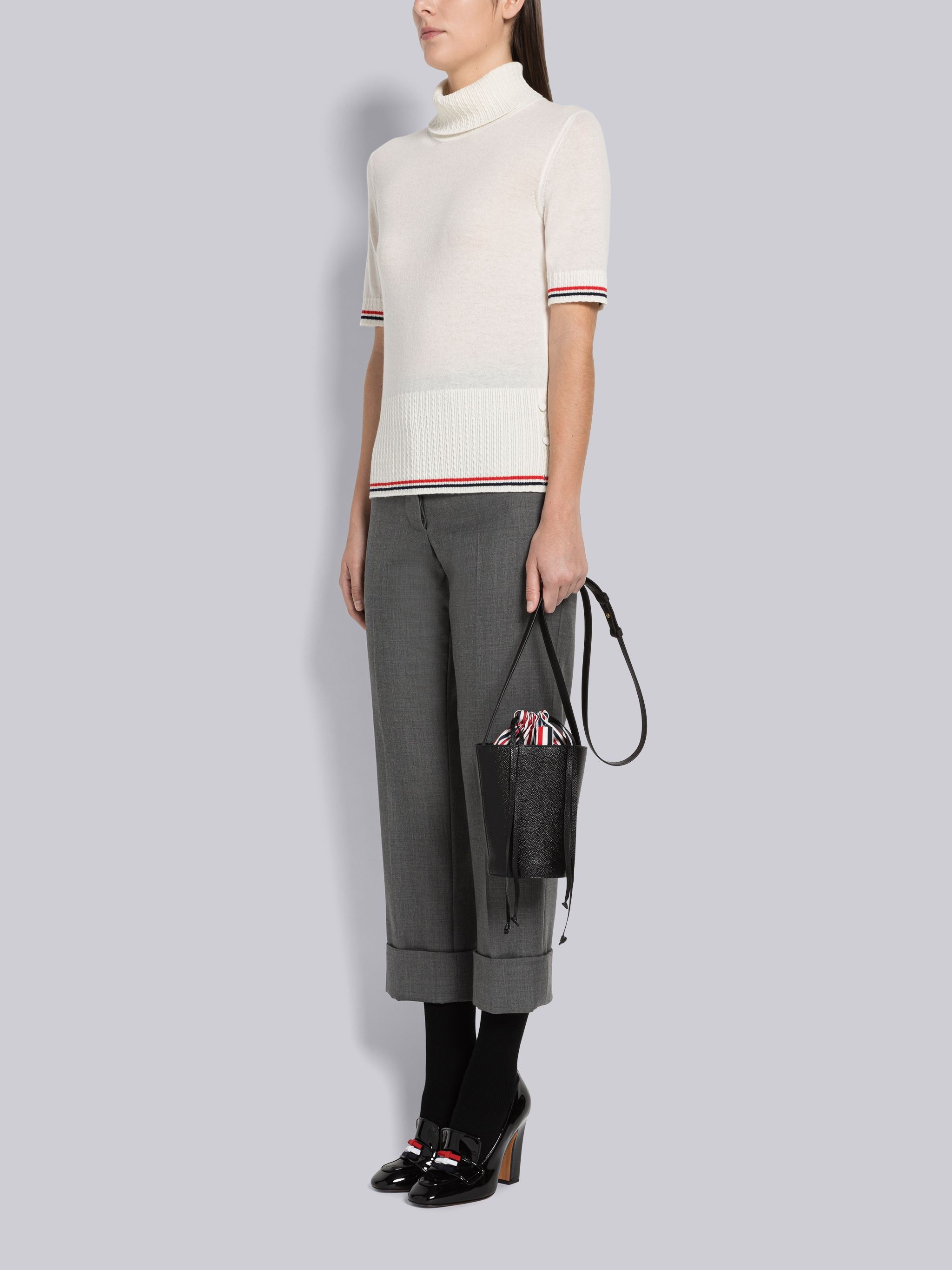 Pebble Grain Leather Mini Bucket Bag - 6