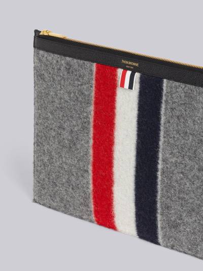 Thom Browne Medium Grey Boiled Wool Stripe Medium Zippered Document Holder outlook