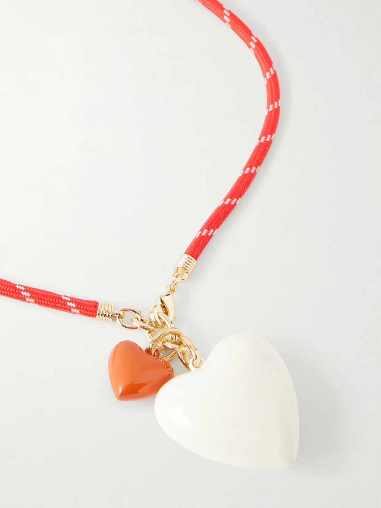 The Mini Puffy Heart Gold-tone, Enamel And Cord Necklace - 1