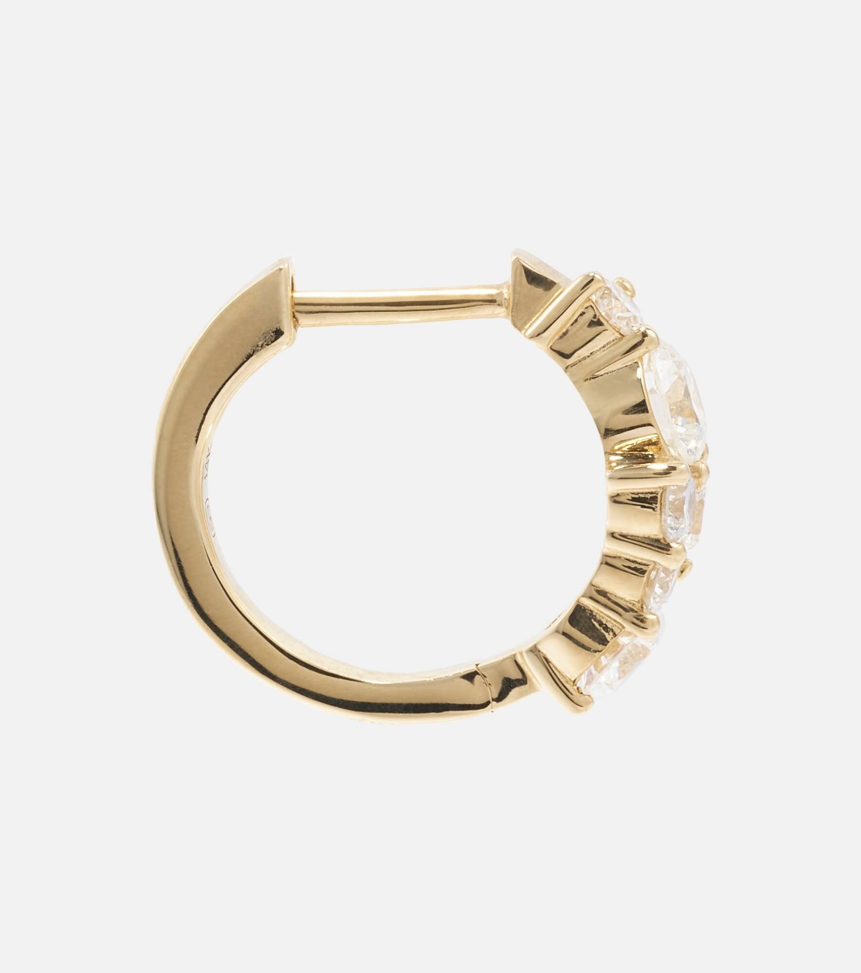 Huggie 14kt gold earrings with diamonds - 4