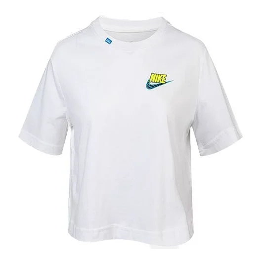 (WMNS) Nike Sportswear Short Round Neck 'White' CV9170-100 - 1