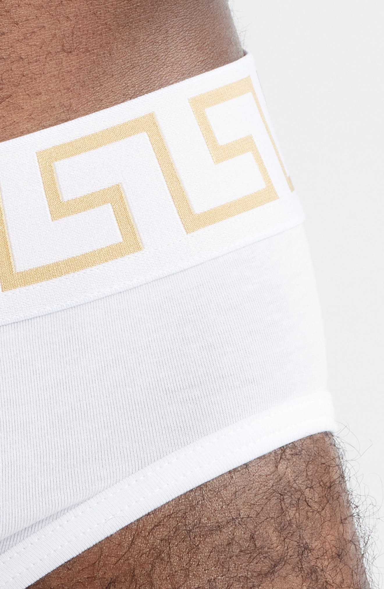 Versace Grecca Band Briefs in White Greek Gold at Nordstrom - 4