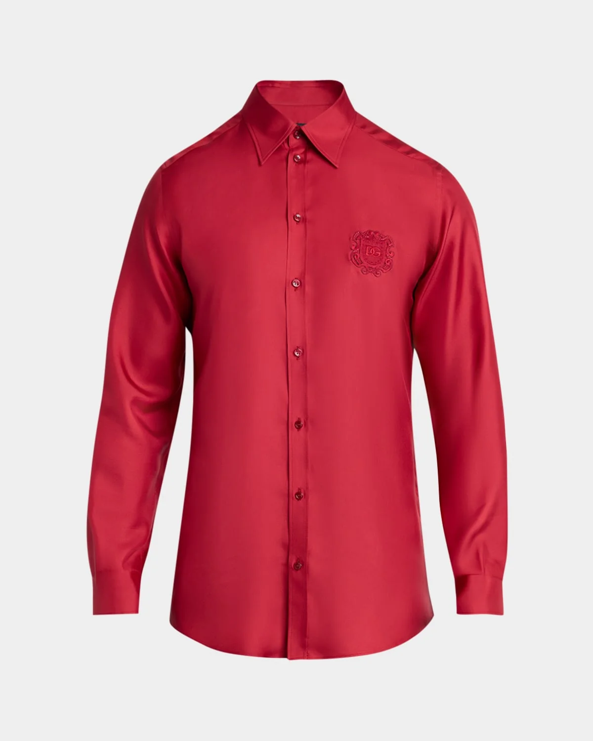 Men's Silk Tonal Logo Crest Sport Shirt - 1