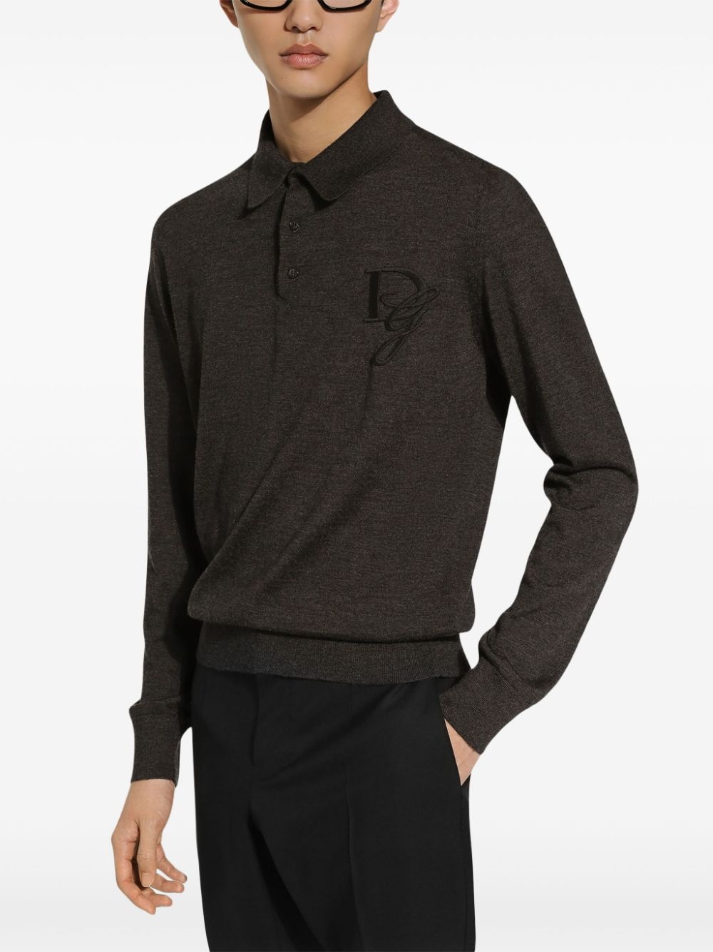 logo-embroidered cashmere polo shirt - 5