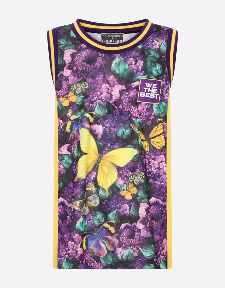 Butterfly-print cotton jersey singlet - 3