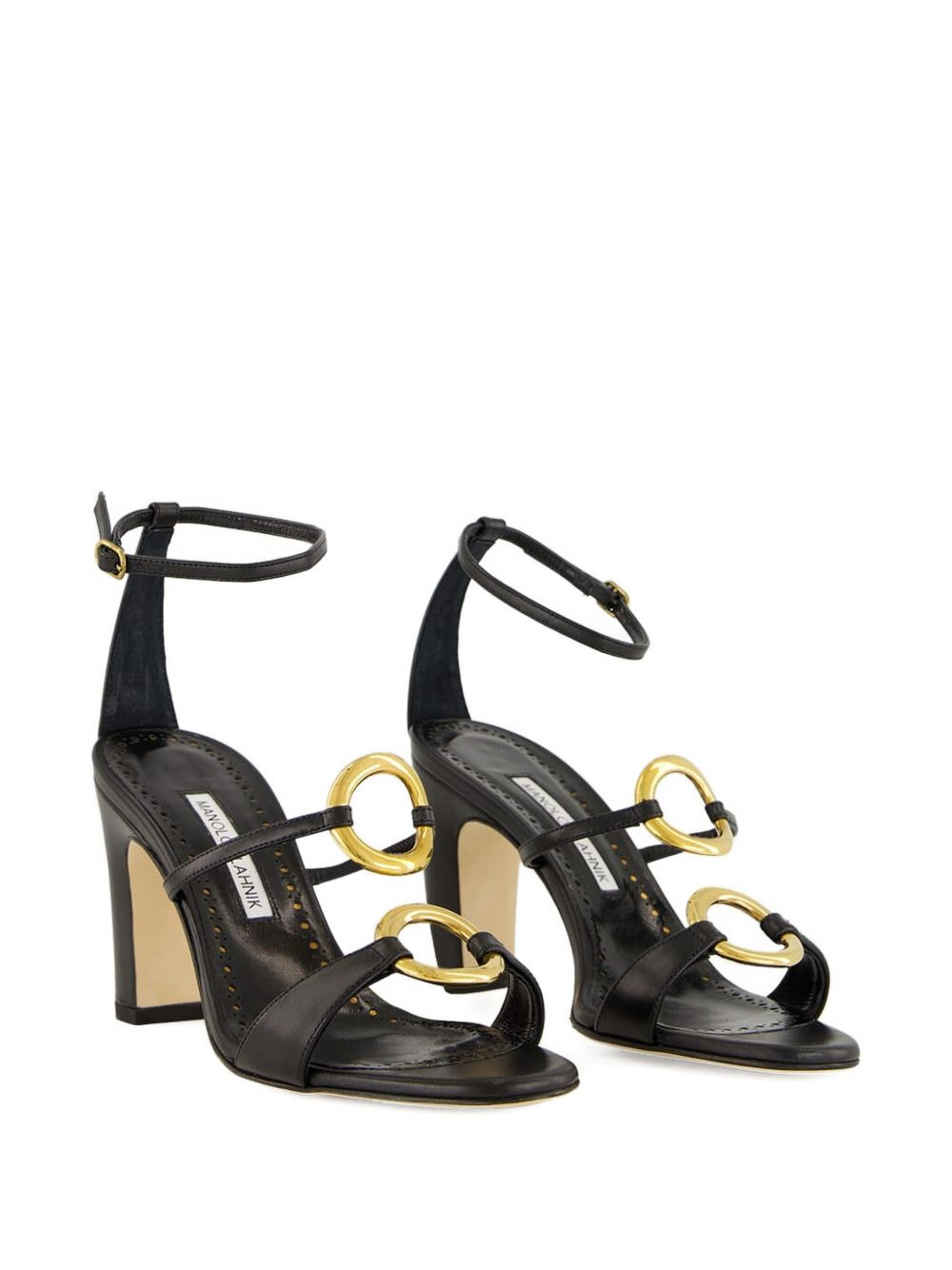 90mm leather ankle-strap ring sandals - 5