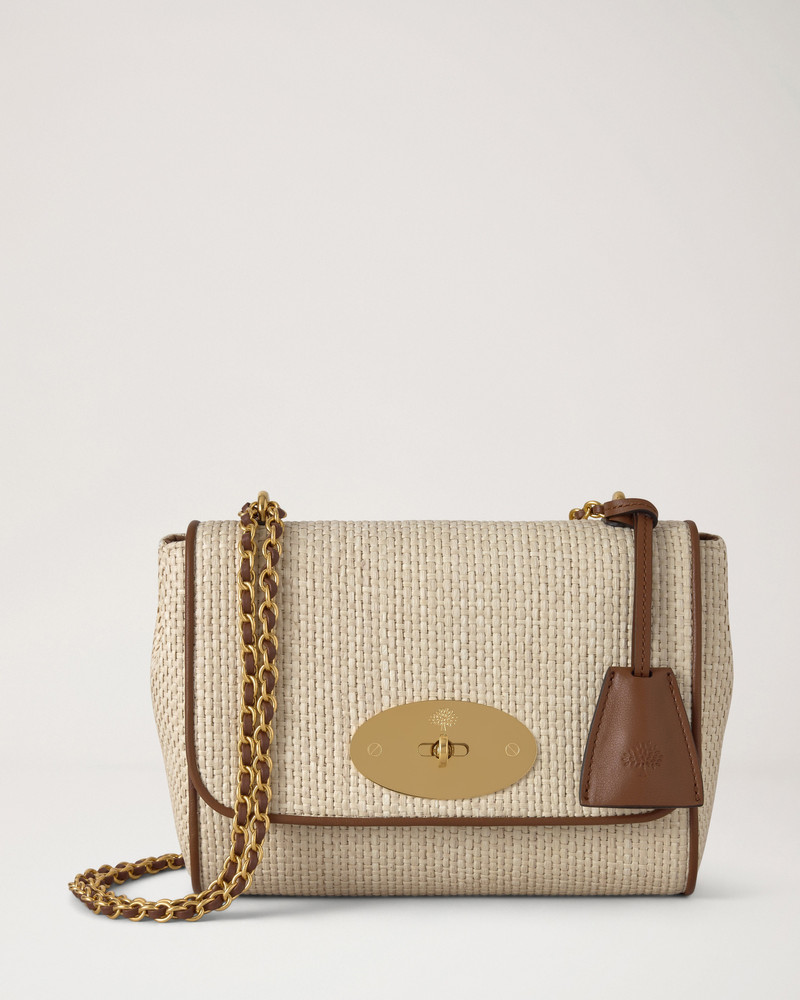 Lily Ecru & Bright Oak Raffia & Leather Trim 1