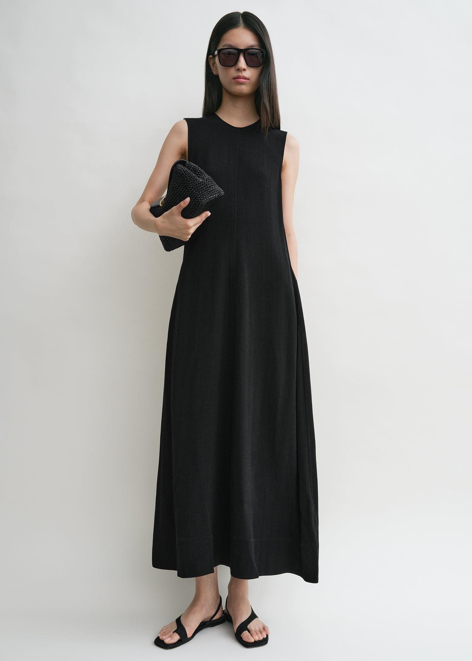 Woven stripe dress black - 2